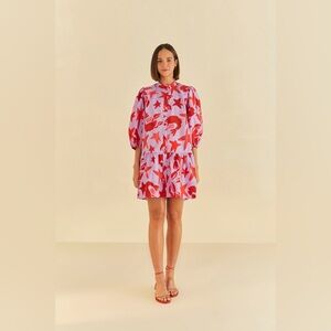 NWT FARM Rio Lobster Sky Mini Dress Size Medium